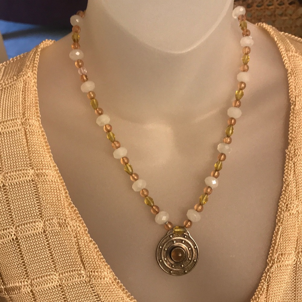 Silver and amber necklace